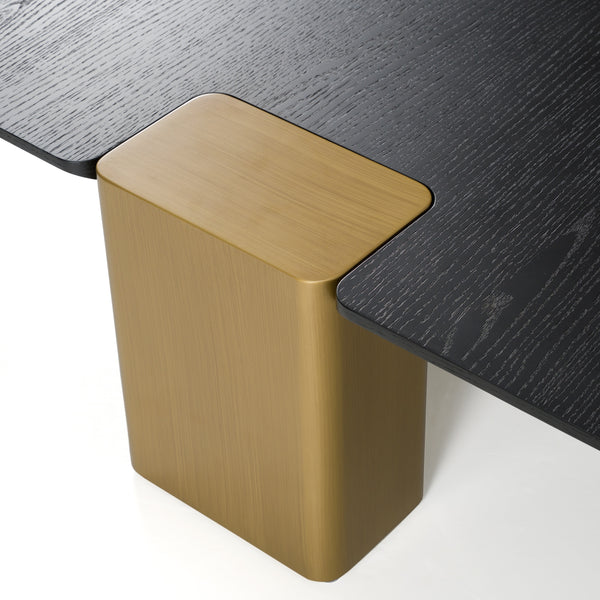 Modrest Harold Modern Black Oak & Brushed Gold Oak Square Small Coffee Table Model VGHB467E