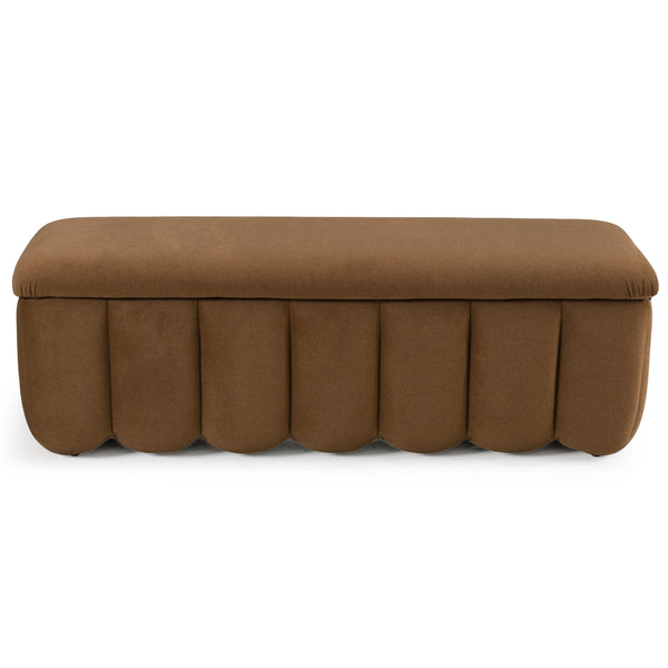 Modrest Harris Modern Brown Fabric Bench With Storage Model VGKK-KF.D2027-BRN