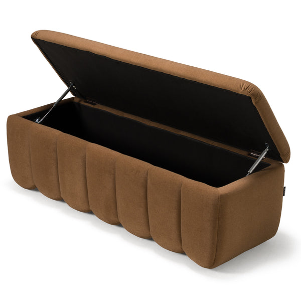 Modrest Harris Modern Brown Fabric Bench With Storage Model VGKK-KF.D2027-BRN