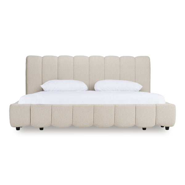 Harris Modern Off-White Fabric Bed