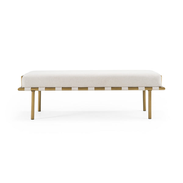 Modrest Hathaway Modern Beige Fabric & Antique Brass Dining Bench Model VGGA-GA-8668BE-BGE