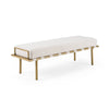 Hathaway Modern Beige Fabric + Antique Brass Dining Bench