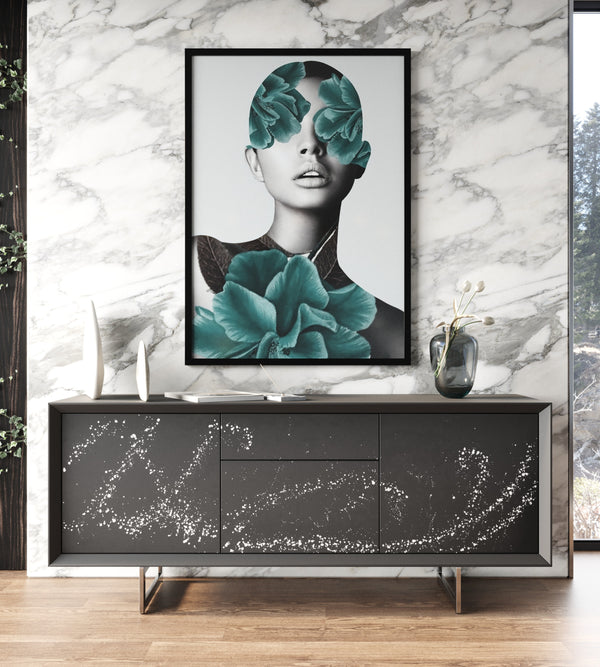 Hawick Contemporary Dark Grey + Abstract White Paint Buffet
