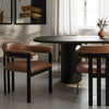 Hazen Modern Camel Leather + Black Iron Dining Chair