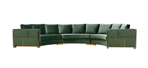 Ritner Modern Green Velvet Curved Sectional Sofa