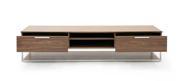 Heloise Modern Walnut and Stainless Steel TV Stand