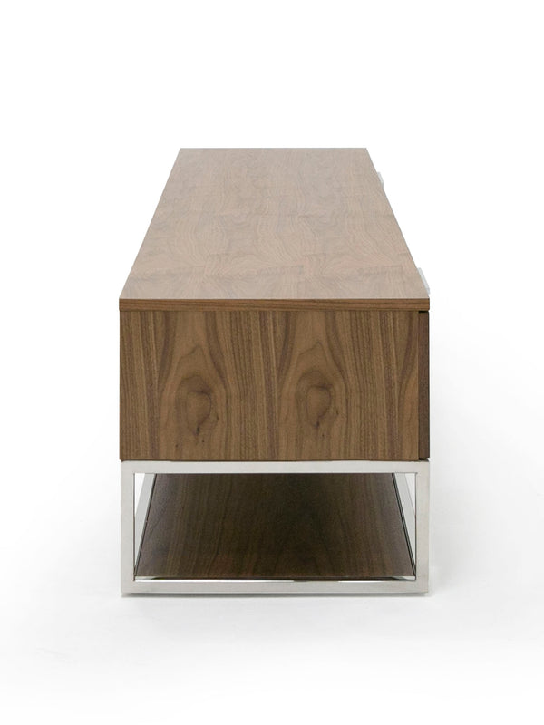 Heloise Modern Walnut and Stainless Steel TV Stand