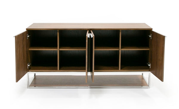 Modrest Heloise Modern Walnut And Stainless Steel Buffet Model VGBB-MK1502-B