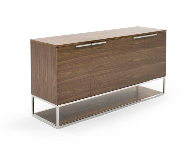 Modrest Heloise Modern Walnut And Stainless Steel Buffet Model VGBB-MK1502-B