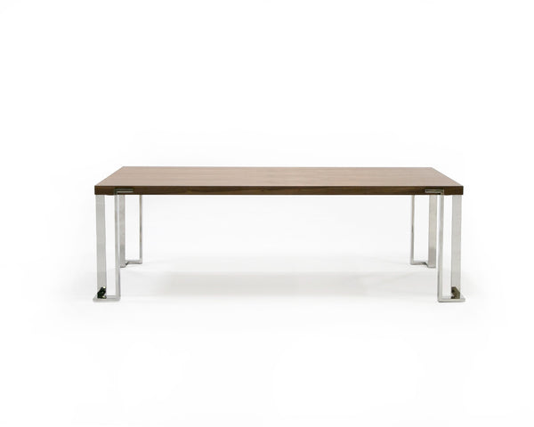 Modrest Heloise Modern Walnut & Stainless Steel Dining Table Model VGBB-MI1502A-WAL-DT