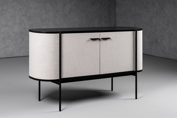 Modrest Hobart Modern Beige Fabric & Black Metal Buffet Model VGDWJ9743--BEI-BUF