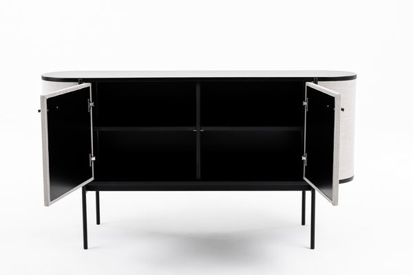 Modrest Hobart Modern Beige Fabric & Black Metal Buffet Model VGDWJ9743--BEI-BUF