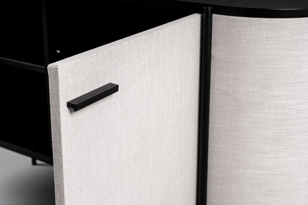 Modrest Hobart Modern Beige Fabric & Black Metal Buffet Model VGDWJ9743--BEI-BUF