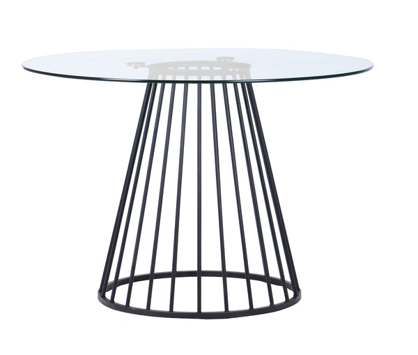 Modrest Holly Modern Round Clear Glass And Black Dining Table Model VGFH-257012-CB-DT
