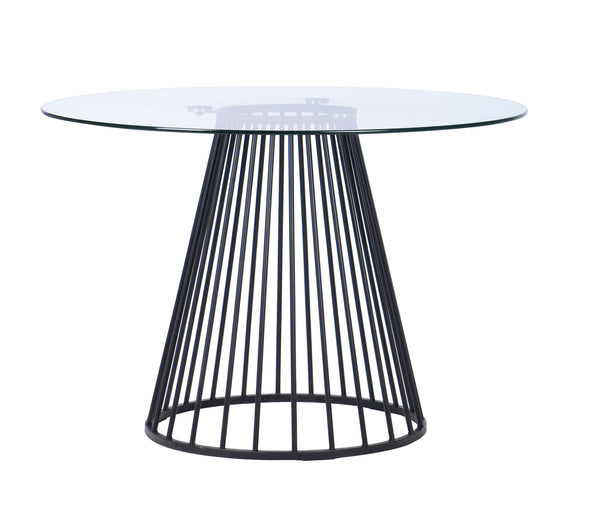 Modrest Holly Modern Round Clear Glass And Black Dining Table Model VGFH-257012-CB-DT