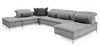 David Ferrari Horizon Modern Grey Fabric & Grey Leather U Shaped Sectional Sofa Model VGFTHORIZON-GREY