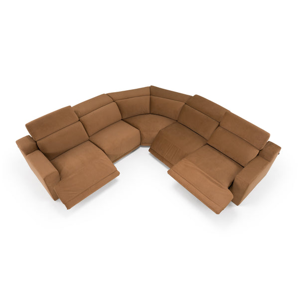 Divani Casa Horton Modern Brown Fabric Sectional With 3 Recliners Model VGKV-KM.6372-BRN