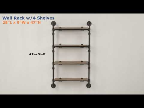 ACME Brantley Oak & Sandy Black Wall Rack with 4 Shelves Model AC00737