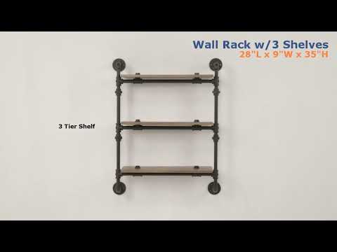 ACME Brantley Oak & Sandy Black Wall Rack with 2 Shelves Model AC00735