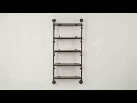 ACME Brantley Oak & Sandy Black Wall Rack with 5 Shelves Model AC00738