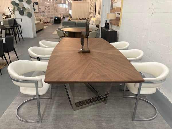 Modrest Gilroy Modern Walnut & Stainless Steel Dining Table Model VGBBMI2003T-WAL-DT