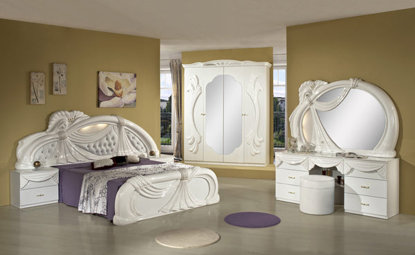 Queen Gina White Italian Classic Bedroom Set Made In Italy Model VGACCGINA-WHT-Q