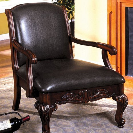 Furniture of America Sheffield Antique Dark Cherry Traditional Accent Chair Model CM-AC6177-PU