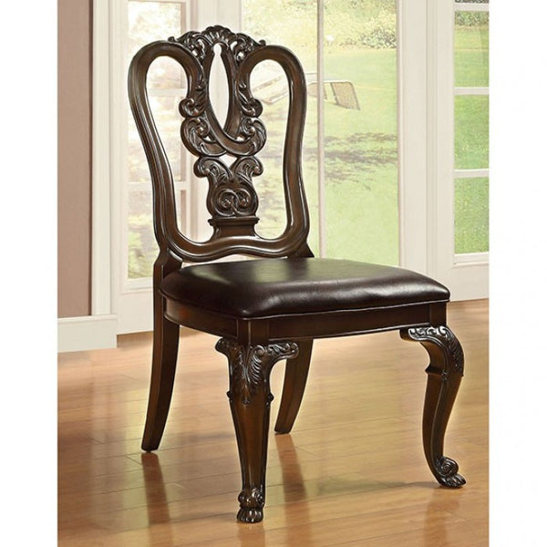Furniture of America Bellagio Brown Cherry/Dark Brown Traditional Wooden Side Chair (2/Box) Model CM3319W-SC-2PK
