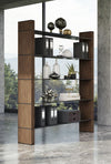 Modrest Glencoe Modern Walnut & Black Glass Bookshelf Model VGBBMQ2005SF-1