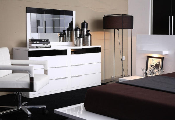 Impera Modern Black And White Lacquer Walk On Platform BedModel VGWCIMPERA