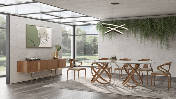 Modrest Mason Modern Glass & Walnut Dining Table Model VGCSDT-16092