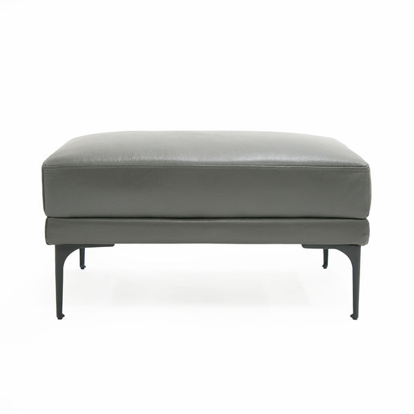Divani Casa Jacoba Modern Dark Grey Leather Rectangular Ottoman Model VGKK-KF-2620-ROT-DKG