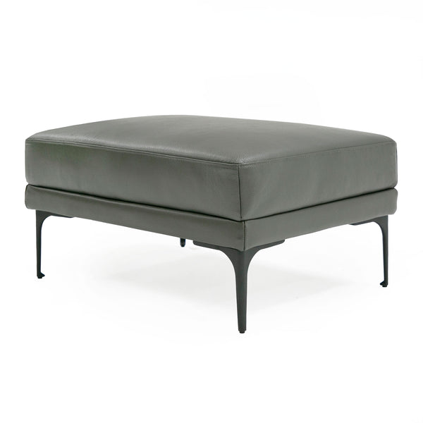 Divani Casa Jacoba Modern Dark Grey Leather Rectangular Ottoman Model VGKK-KF-2620-ROT-DKG