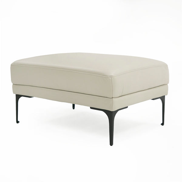 Divani Casa Jacoba Modern Light Grey Leather Rectangular Ottoman Model VGKK-KF-2620-ROT-LG
