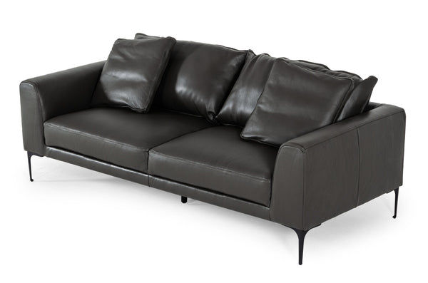 Jacoba Modern Dark Grey Leather Sofa