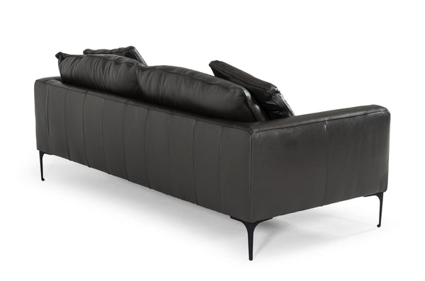 Jacoba Modern Dark Grey Leather Sofa