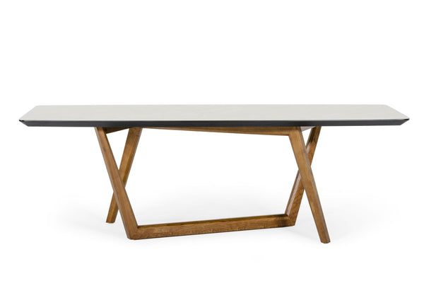 Modrest James Contemporary Walnut & White Dining Table Model VGCSDT-19078-WAL-DT