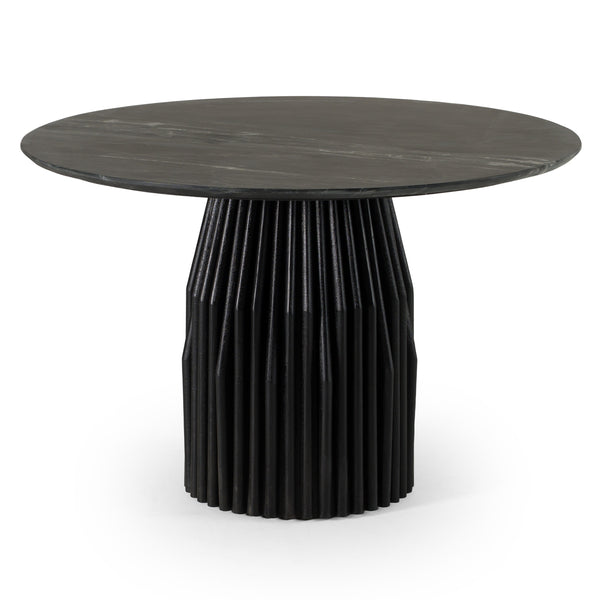 Modrest Jenna Modern Black Marble & Black Mango Round Dining Table Model VGBR-SBA-4227-BLK