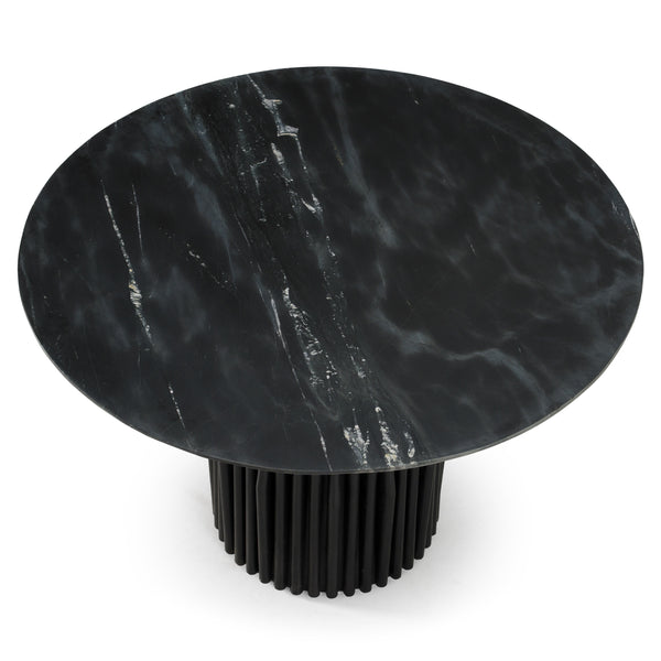 Modrest Jenna Modern Black Marble & Black Mango Round Dining Table Model VGBR-SBA-4227-BLK