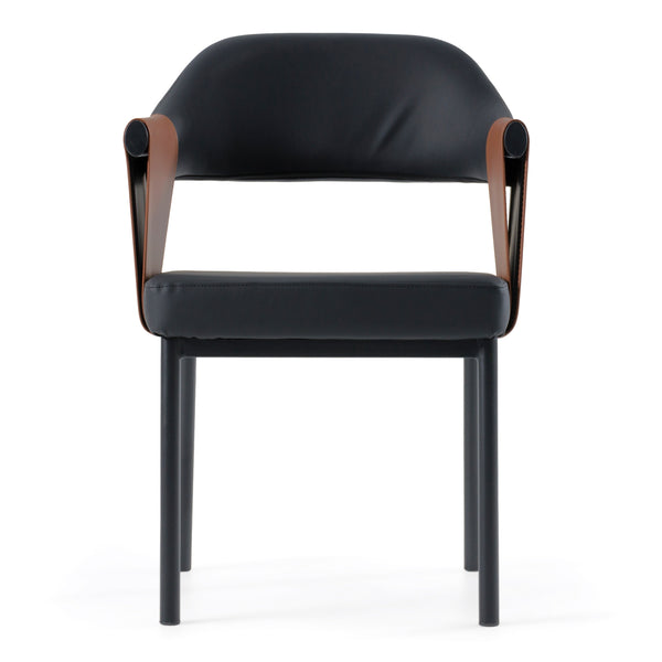 Jensen Modern Black + Camel Vegan Leather Dining Chair
