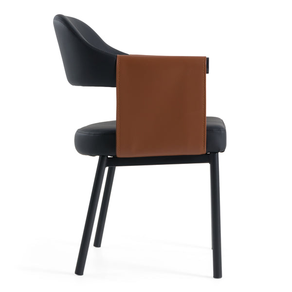 Jensen Modern Black + Camel Vegan Leather Dining Chair