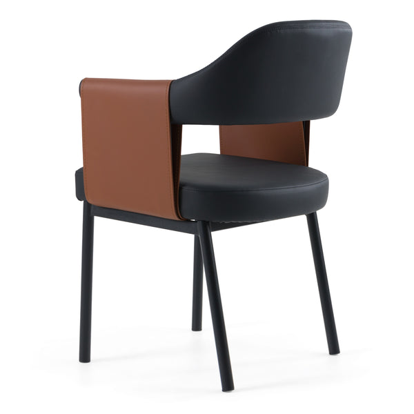 Jensen Modern Black + Camel Vegan Leather Dining Chair