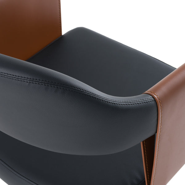 Jensen Modern Black + Camel Vegan Leather Dining Chair
