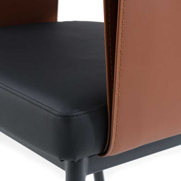 Modrest Jensen Modern Black & Camel Vegan Leather Dining Chair Model VGGA-6261CH-1-BLK