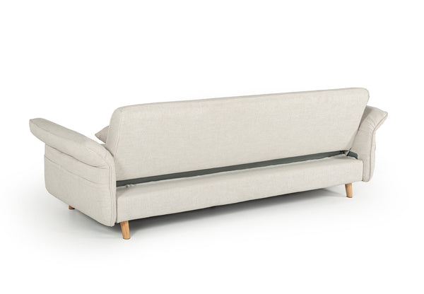 Divani Casa Jeremiah Modern Ivory Fabric Sofabed & Ottoman With Storage Model VGKNI3062-IVY