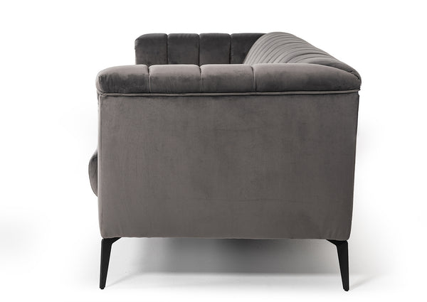 Divani Casa Jeremy Modern Grey Velvet Sofa Model VGVI32202-FK-3P-GRY