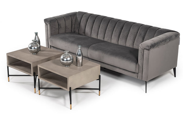 Jeremy Modern Grey Velvet Sofa