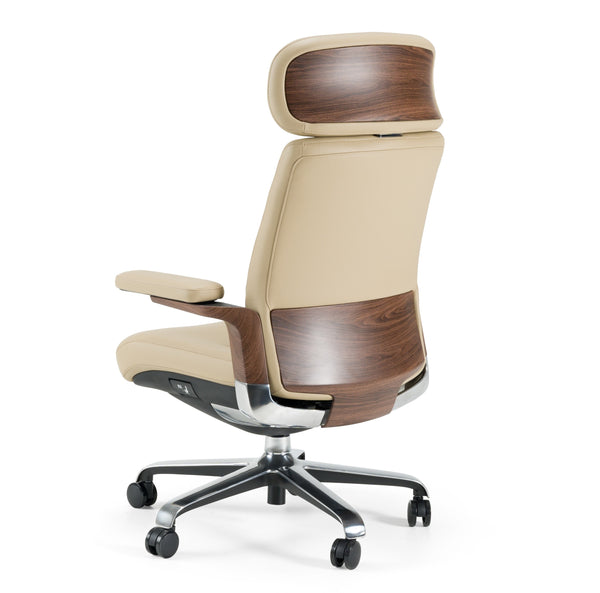 Johnson Modern Beige Leather Executive Office Chair
