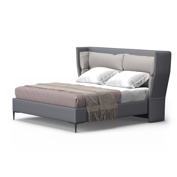 Modrest Jolene Eastern King Dark & Light Grey Leatherette Bed Model VGBBMA2013K-GRY-BED-EK