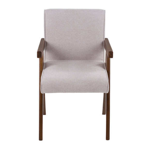 Joseline Modern Beige Fabric + Walnut Dining Chair (Set of 2)